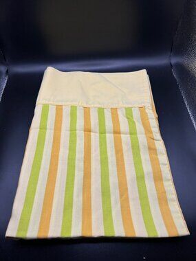 Tastemaker Vintage Pillowcase Yellow Striped Green/Orange Cotton Blend USA Made